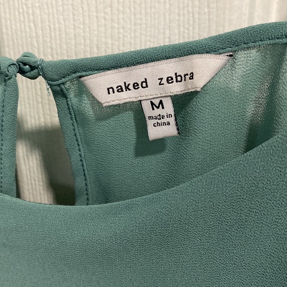 Naked Zebra Diagonal Tier Layered Cami/Tank. Color Turquoise. Size M. - Picture 2 of 4